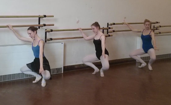 Adult ballet class at the barre